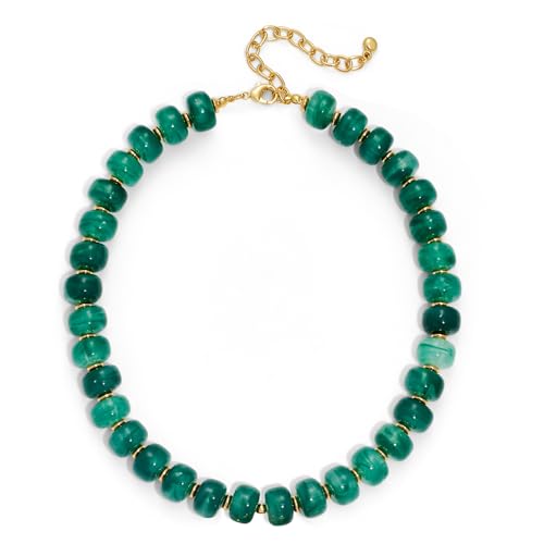 LILIE&WHITE Collier de perles en résine verte pour femme - Collier tendance bohème chic - Cadeau idéal