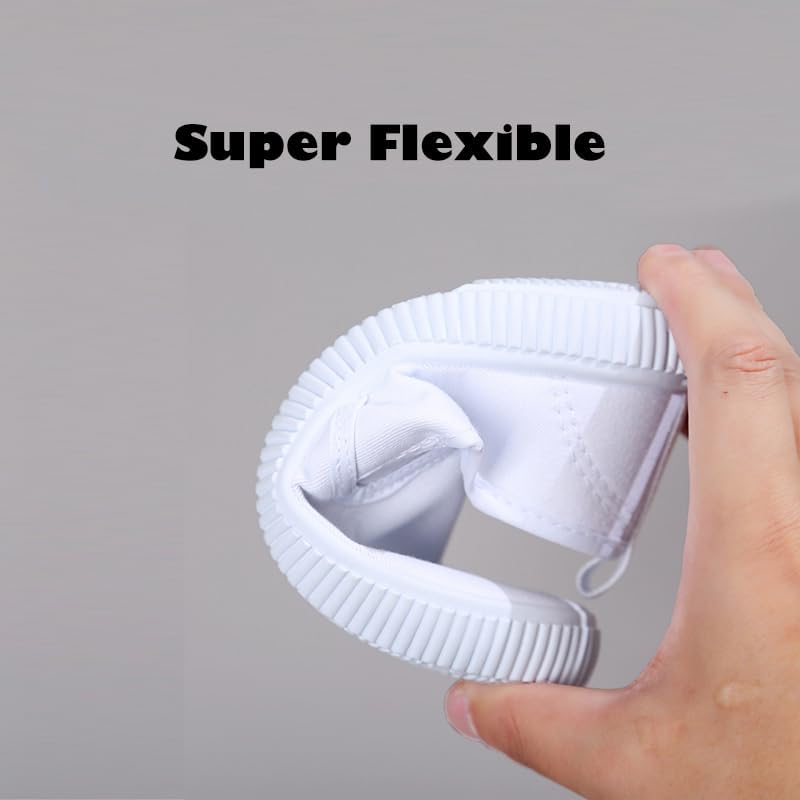 Kids White Canvas Shoes Toddler Classic Slip-on Uniform Sneaker for Girls Boys Casual Tennis Running Shoes - Image 2