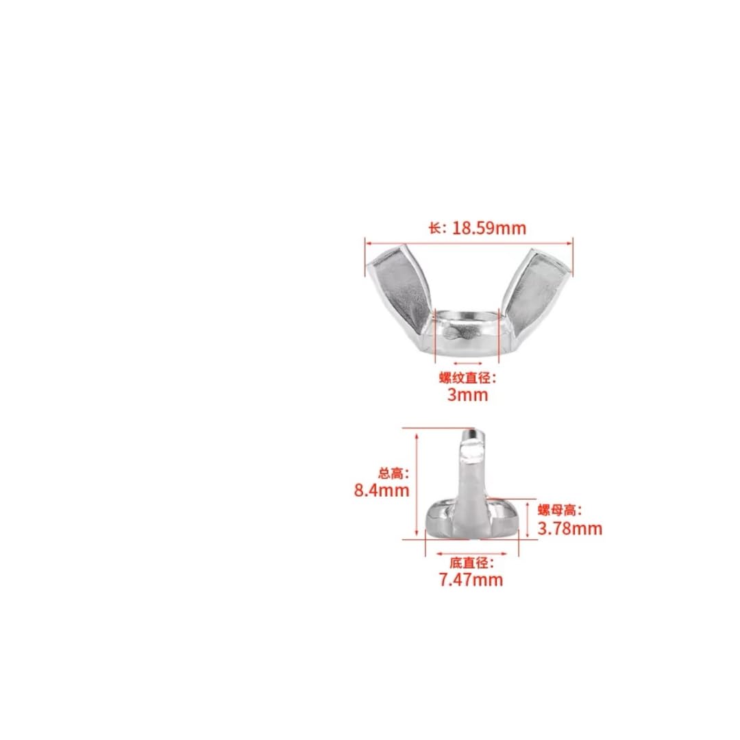 20pcs M3 Black Butterfly Nuts,Wing Butterfly Nuts Hand Tighten Nut 304 Stainless Steel