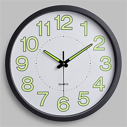 Aerfas Night Light Wall Clocks - 12 Inches Clock With Silent Non-Ticking Glowing Function - Big Solid Numbers Easy To Read Both Day #TOP1