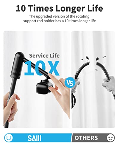 Saiji Gooseneck Phone Holder For Bed[Upgrade Clamp], 360° Rotate Support Rod One-Hand Adjustable Cell Phone Holder, Flexible Long Arm Cell Phone Stand, Compatible With All 4.7-7" Devices(Black) #TOP1