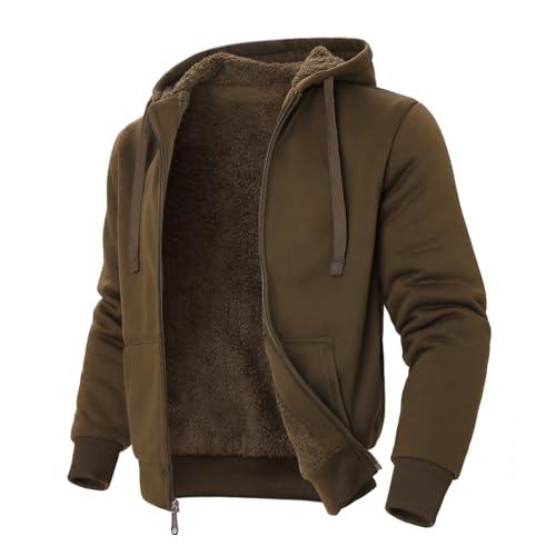 Image of LeeHanTon Sherpa Lined Hoodies for Men Heavyweight Full Zip Up Sweatshirt Thick Fleece Winter Warm Work Jackets Plus Size