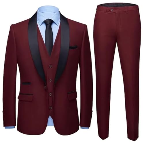 Men’s 3-Piece Tailcoat Suit Set, Slim Fit Wrinkle Resistant Jacket Vest & Pants, Wedding Dinner Formal Wear4