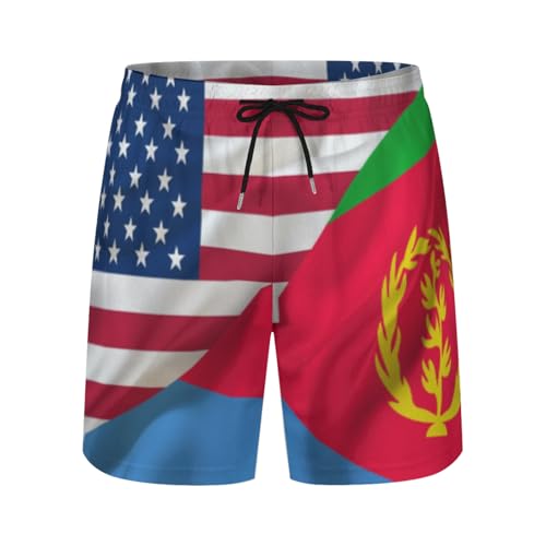 Short de plage drapeau mi-Américain mi-Érythréen pour homme, maillot de bain respirant pour piscine
