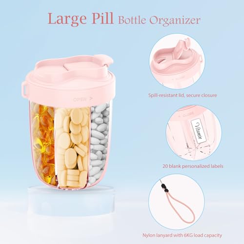 Image of Pill Dispenser with 7 Large Compartments - Portable Pill Organizer for Travel