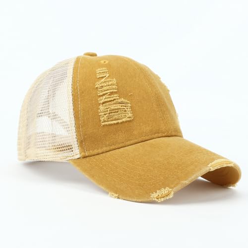 Image of Trucker Hat Distressed Baseball Cap Golf Cap Adjustable Sportswear Hat for Men Women Unisex