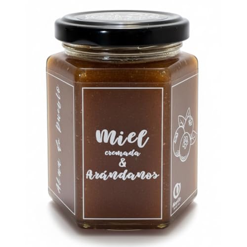 Miel Cremada con Arandanos 250 g – Miel cruda española de textura suave, cremosa y untable, sabor dulce con notas tostadas – Producto Artesanal Gourmet