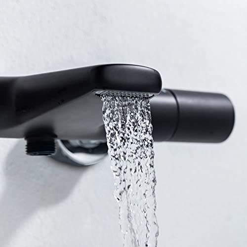 Robinet de baignoire cascade noir avec mitigeur thermostatique de douche