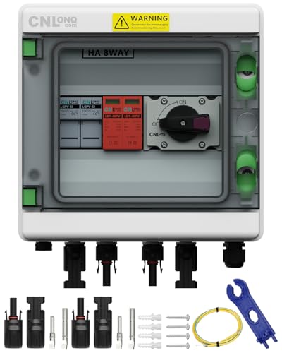 CNLonQcom IP65 Solar PV Combiner Box DC1000V 32A Circuit Breaker with Surge Protector and 15A PV...