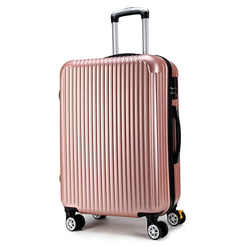 NIRVA PICTURE WITH DEVICE Women’s 360 Rotating 4 Wheel ABS, PC Material Large Hard-Sided Travel Bag (Rose Gold, 24 Inch) NIRVA PICTURE WITH DEVICE Women’s 360 Rotating 4 Wheel ABS, PC Material Large Hard-Sided Travel Bag (Rose Gold, 24 Inch)