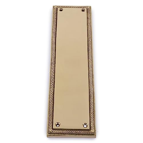 SKANDH Brass Georgian Push Plate 11.7 X 2.99 X 0.27 Inch for Door (Polished Brass)