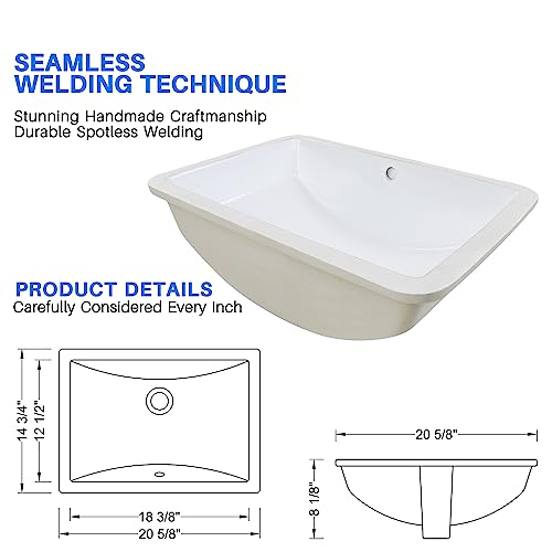 Enbol Bathroom Undermount Sink White Rectangular Ceramic Sink For Bathroom With Overflow - Ecu1812 #TOP3