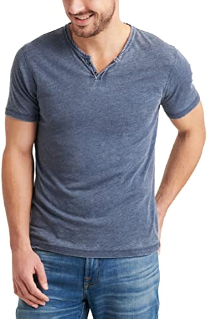 Lucky Brand Men's Venice Burnout Notch Neck Tee Shirt
