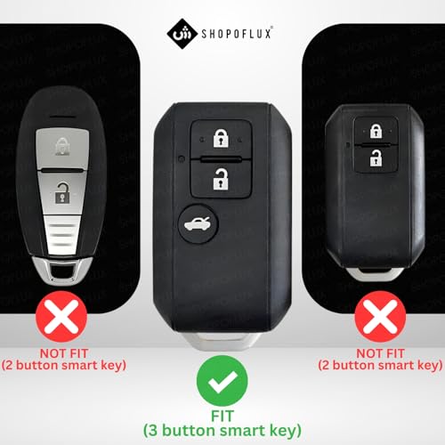 Image of SHOPOFLUX Metal key Cover Compatible with Suzuki Dzire | Ertiga 3 button smart key (Black) (Pack 1)