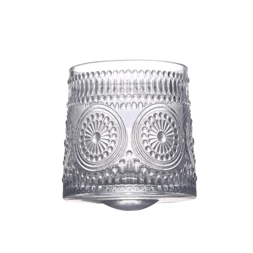 Image of Spinny Whiskey Glasses Set | Rotatable Heavy Base Tumbler Crystal Glass Cups, Glasses with Creative Coasters | Perfect for Scotch, Bourbon, Juice, Water, Cocktails (150 ml - Design C with Coaster)