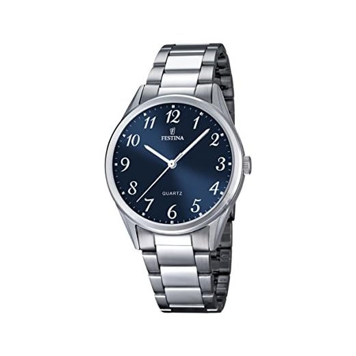 Festina Reloj de Hombre de Cuarzo con Esfera Analógica Azul Pantalla y Plata Pulsera de Acero Inoxidable F16875/2