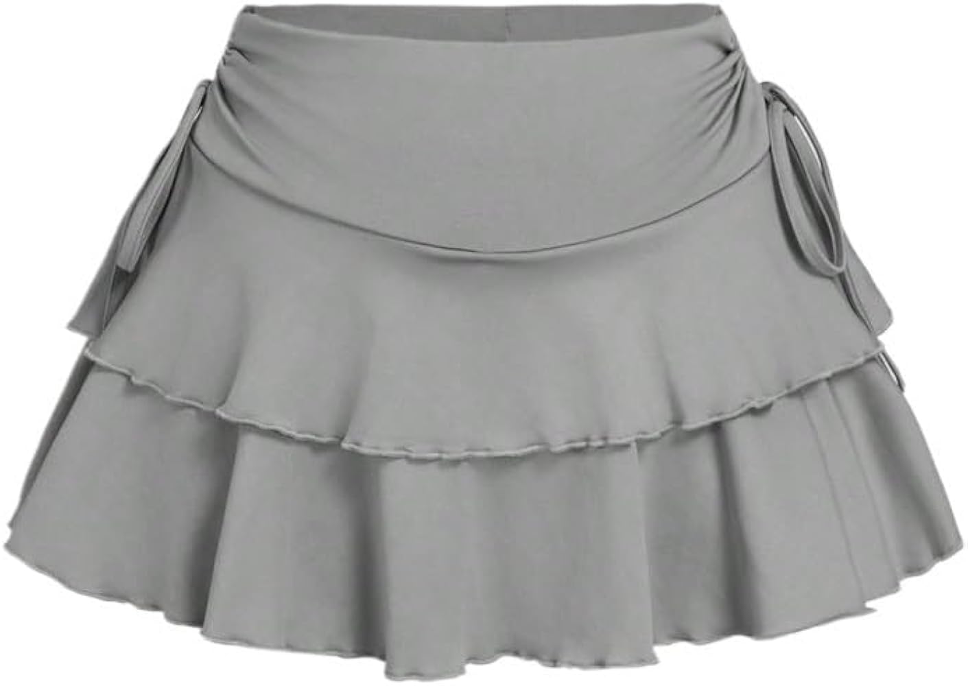 Women's Basic Mini Skirt Solid Color Side Drawstring Waist Hem
