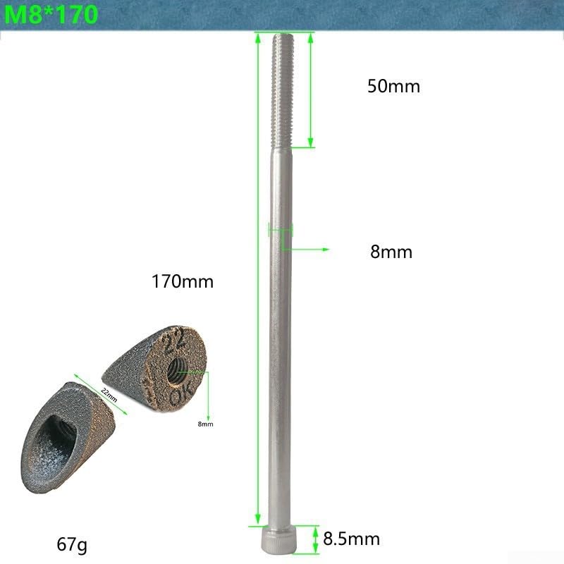 Bike Steel Stem Adapter Bolt & Wedge, 22.2mm Stem Conversion Kit, M8 Thread 170Mm Length Bike Stem Wedge Nut Replacement Adapter, Handlebar Extension Adapter