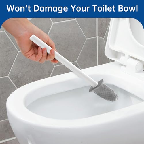 Image of RV Toilet Brush, Grey Toilet Brush Silicone Won't Damage Toilets, Wall Mounted Toilet Brush-Anti-Roll, Anti-Drip Design, Suitable for RV Travel Trailers and Campers, Made by RVers for RVers