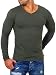 Produktbild Young & Rich Herren Uni Longsleeve v-Neck Basic Tee Langarm Shirt einfarbig V-Ausschnitt Slimfit mit Stretchanteilen 2001, Grösse:L, Farbe:Militär-Grün