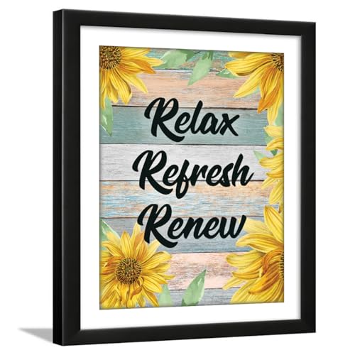 Image of Chaka Chaundh - Relax Refresh Renew bathrooms poster - bathroom posters with frame - bathrooms quotes framed posters - Washroom Quotes Frames - Toilet Quotes Wall Hanging - (14 X 11 Inches)