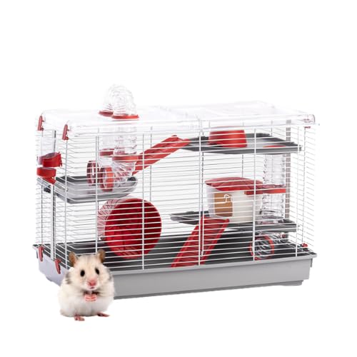 Pet's Market - Gabbia Spinky per Criceto Cavia Roditori Piccoli accessoriata con Tunnel Beverino Ruota Casetta e Scale 58x32x46 cm