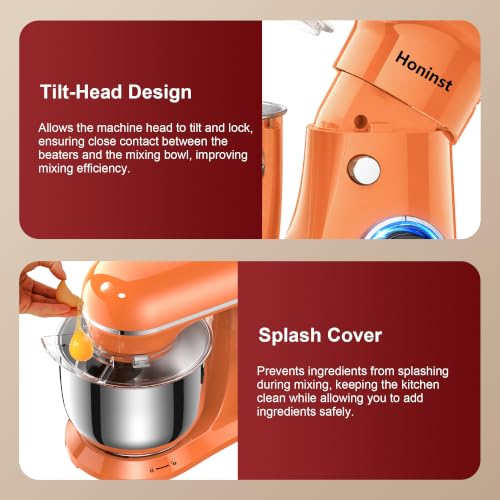 Image of Honinst 4QT Electric Stand Mixer, 10-Speed Tilt-Head Compact Kitchen Mixer