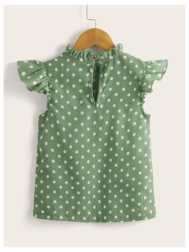 Milumia Girl Polka Dots Ruffle Cap Sleeve Blouses Frill Trim Mock Neck Casual Tops2