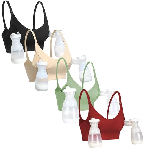Image of GXXGE Nursing Bra Support Pumping Bra Hands Free All in One Maternity Bra Comfortable Breast No Pad Pumps Bra