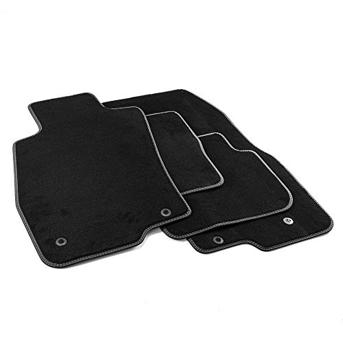 Tapis sur mesure Alfa Romeo Mito noir MTM PRO-81 avec bords similicuir et velours épais
