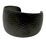 [ジュエリーショップエム] レディース メンズ ブレスレット ボリューム メタル 槌目 バングル シンプル アクセサリー 日本製 v0016 ブラック