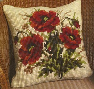 Vervaco Bunch Of Poppies Cushion Front Chunky Cross Stitch Kit