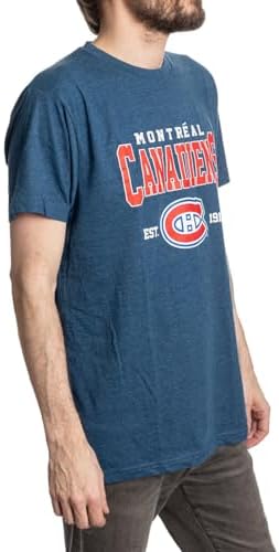 Calhoun NHL Men’s Heather Vintage Style T-Shirt — Screen Printed Logo Tee, Cotton Poly Blend (Montreal Canadiens, Large) - 3