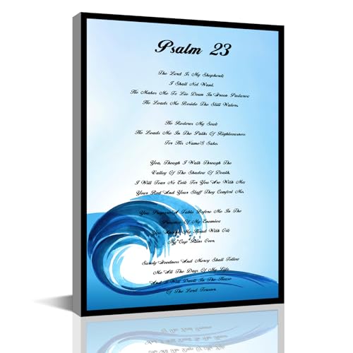 Psalm 23 Scripture Bible Vers Wall Art The Lord Is My Wall Art Print,Christian Psalm Poster,Baptism Gift For living room bedroom office home decoration artwork (16x20inch)-Wooden Framed