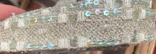 Mint Embroidered Metallic Hand Sewn 7/8" Trim Sequins 1yd Assorted Fabric