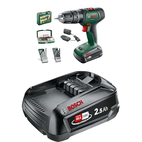 Bosch Martillo taladrador a batería UniversalImpact 18V (1 batería, sistema de 18 V, en Maletín) – Amazon Edición + Bosch Batería W-B PBA 18V 2.5Ah