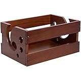 LABORWOOD Wooden Yarn Box Large Container 9x7x5 Handmade Ash-Tree Wood Crochet Knitting Holder Dispenser for Skeins Balls Knit Accessories Portable Heavy Cat Storage Ideal Gift for Crafters (Chestnut)