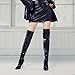 GENSHUO Over the Knee Boots for Women with Heel Suede Thigh High Boots Stretch Sexy Pointed Toe Stiletto Long Boot Shoes Black Size 9
