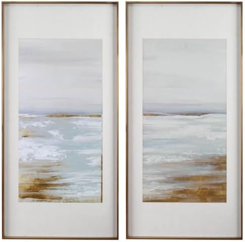Uttermost 33716 Coastline - 57.5 Inch Framed Print (Set of 2), Light Blue/Gray/White/Rust Brown/Gold Finish
