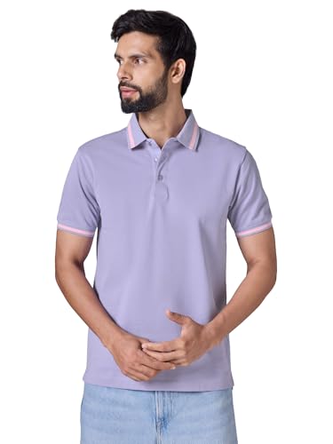 Image of XYXX Men's Apex Mercerized Cotton Striped Collar Pique Polo T-Shirt