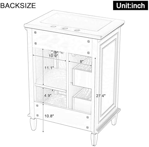 Harper & Bright Designs 24" Bathroom Vanity with Sink, Free Standing Single Basin Vanity Set with Tip-Out Drawer, 2 Drawers, and One Door, Storage Cabinet with Ceramic Basin for Bathroom, Blue Grey - 3