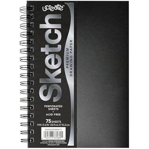 UCreate Poly Cover Sketch Book, Heavyweight, 6" x 9", Black, 75 Sheets