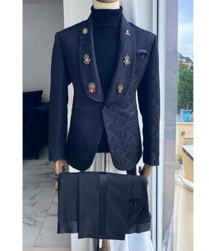 Men's Jacquard Cosplay Suit Blazer Shawl Lapel One Button Speech Jacket Banquet2
