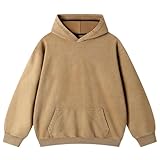 Eadali Mens Hoodies Pullover Oversized Hoodie Plush Fleece Hooded Sweatshirt Vintage Heavyweight Hoodie Cotton Big and Tall Hoodies for Men Couples Winter Autumn Workout College Streetwear Brown