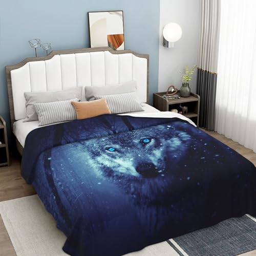 PAAHRYI Wolfsmuster Decke150x200cm,3D Wolfsdruck Kuscheldecke,Wald Wild Tier Wolf Fleecedecke,bequem und atmungsaktiv Wohndecke Für Teens Erwachsene(130 x 150 cm, A)