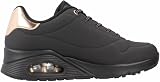 Skechers Donna Uno Shimmer Away Trainers, Black Durabuck, Rose Gold Duraleather/Mesh Tr, 38 EU - 5