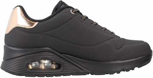 Skechers Donna Uno Shimmer Away Trainers, Black Durabuck, Rose Gold Duraleather/Mesh Tr, 38 EU - 5