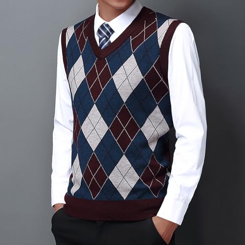 Muscularfit Mens Sweater Vest V Neck Sleeveless Pullover Sweater Argyle Cable Knit Sweater Vest Lightweight Knitted Pullover3
