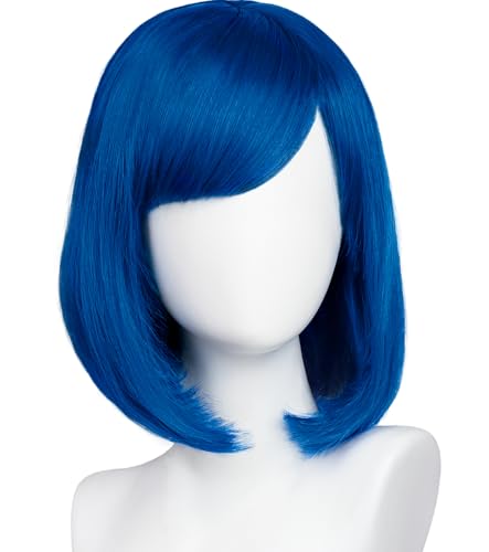 XUECHEN Blue Wigs with Bangs for Womens Short Bob Wig Cosplay Costume Halloween (Blue)
