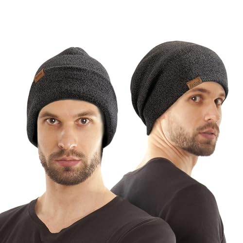 Image of Beanie for Men Winter Thermal Cuffed Knit Hat Warm Gifts Womens Beanies